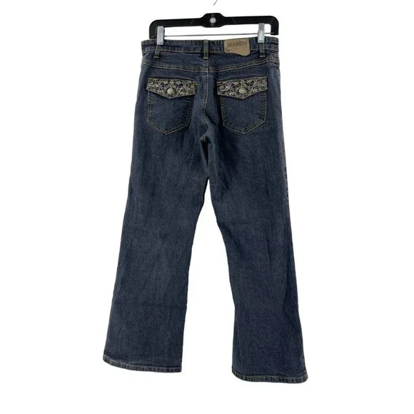 Jean Bay Women's Bootcut Denim Jeans Mid Rise Medium Wash Embroidered Size 6P - Picture 4 of 12
